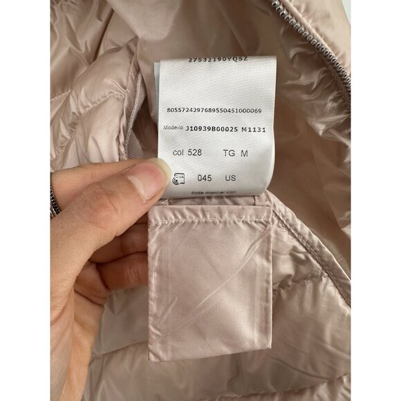 MONCLER Pink Tricot Wool Down Quilted Panel Cardigan Jacket Women’s M Read - Picture 12 of 16